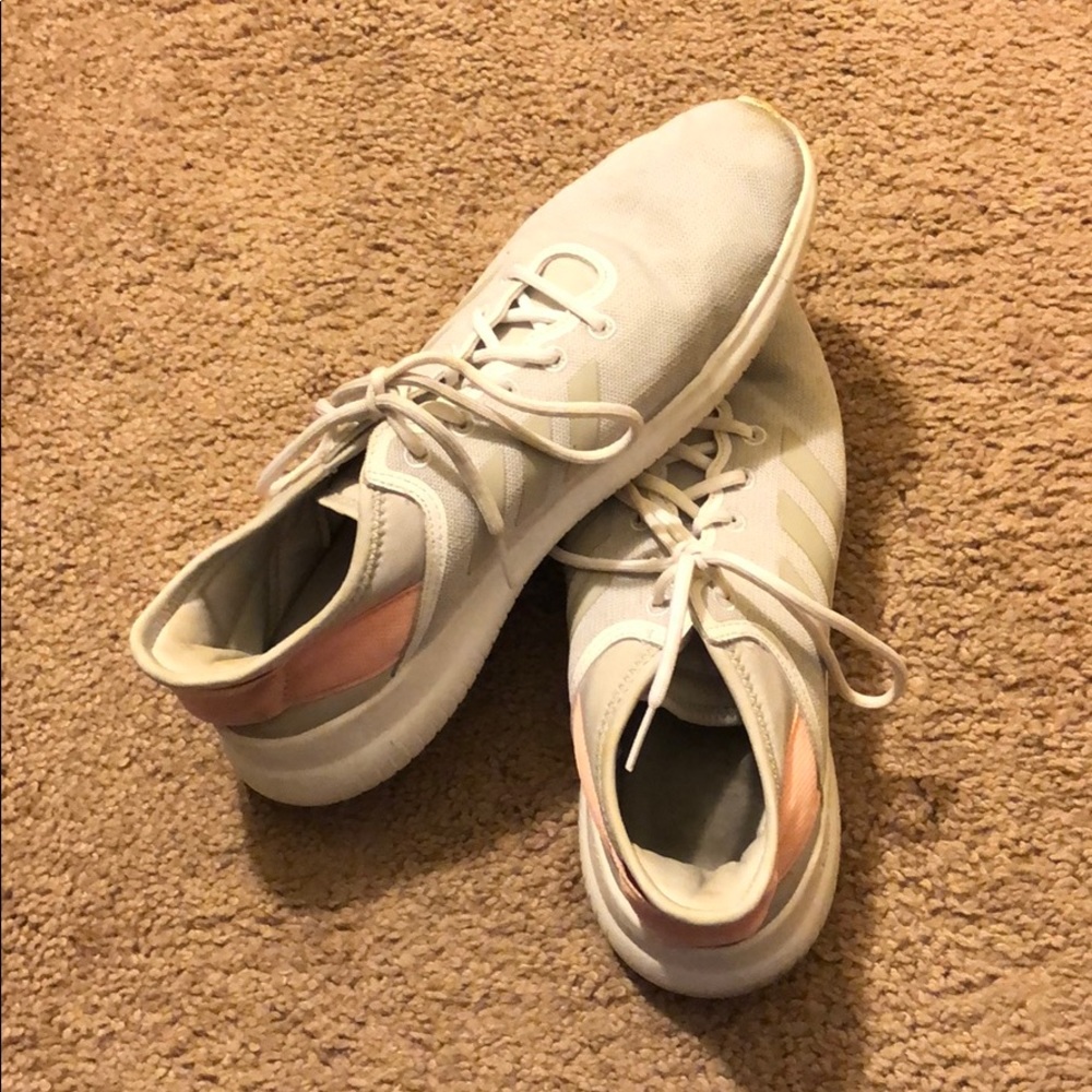 Grey and Pink Adidas Cloudfoam Tennis Shoes